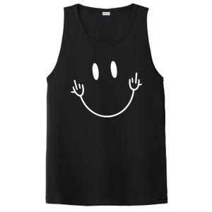 Funny Smiley Middle Finger Smile Face PosiCharge Competitor Tank