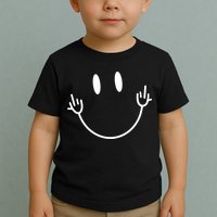 Funny Smiley Middle Finger Smile Face Toddler T-Shirt