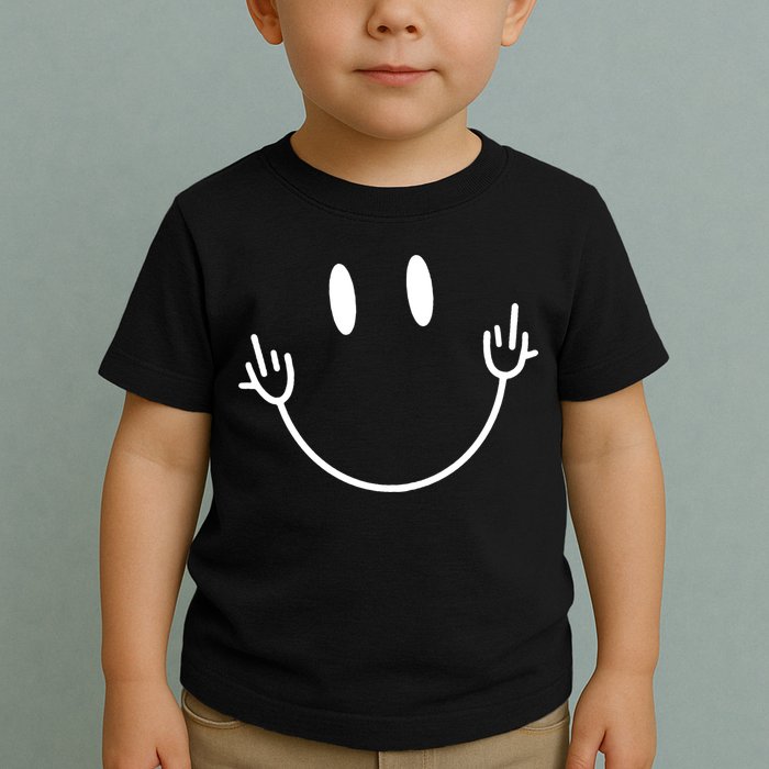 Funny Smiley Middle Finger Smile Face Toddler T-Shirt