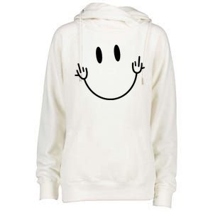 Funny Smiley Middle Finger Smile Face Womens Funnel Neck Pullover Hood