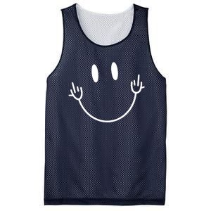 Funny Smiley Middle Finger Smile Face Mesh Reversible Basketball Jersey Tank