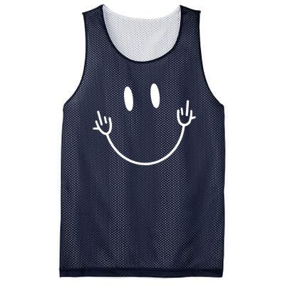 Funny Smiley Middle Finger Smile Face Mesh Reversible Basketball Jersey Tank