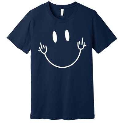 Funny Smiley Middle Finger Smile Face Premium T-Shirt