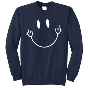 Funny Smiley Middle Finger Smile Face Tall Sweatshirt