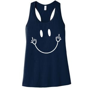 Funny Smiley Middle Finger Smile Face Women's Racerback Tank