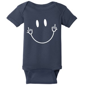 Funny Smiley Middle Finger Smile Face Baby Bodysuit