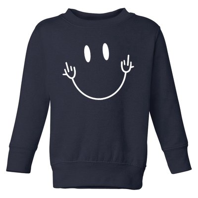 Funny Smiley Middle Finger Smile Face Toddler Sweatshirt