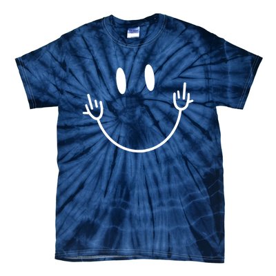 Funny Smiley Middle Finger Smile Face Tie-Dye T-Shirt