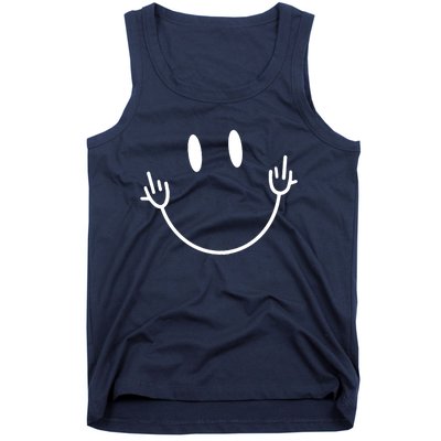 Funny Smiley Middle Finger Smile Face Tank Top