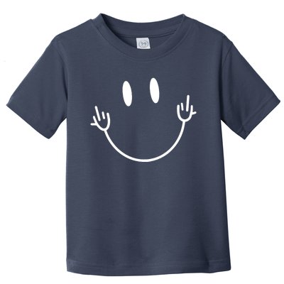 Funny Smiley Middle Finger Smile Face Toddler T-Shirt