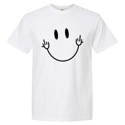 Funny Smiley Middle Finger Smile Face Garment-Dyed Heavyweight T-Shirt