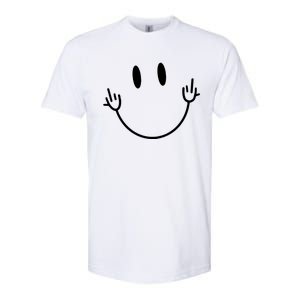 Funny Smiley Middle Finger Smile Face Softstyle CVC T-Shirt