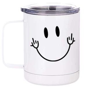 Funny Smiley Middle Finger Smile Face 12 oz Stainless Steel Tumbler Cup