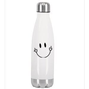 Funny Smiley Middle Finger Smile Face Stainless Steel Insulated Water Bottle