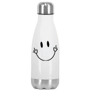 Funny Smiley Middle Finger Smile Face Stainless Steel Insulated Water Bottle