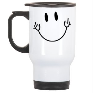 Funny Smiley Middle Finger Smile Face Stainless Steel Travel Mug