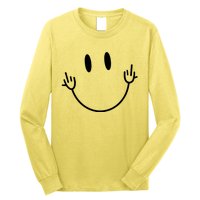 Funny Smiley Middle Finger Smile Face Long Sleeve Shirt