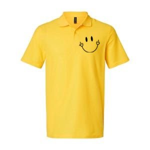 Funny Smiley Middle Finger Smile Face Softstyle Adult Sport Polo