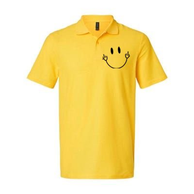 Funny Smiley Middle Finger Smile Face Softstyle Adult Sport Polo