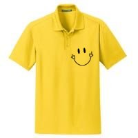 Funny Smiley Middle Finger Smile Face Dry Zone Grid Polo