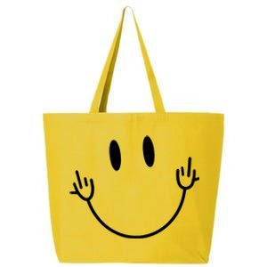 Funny Smiley Middle Finger Smile Face 25L Jumbo Tote