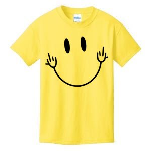 Funny Smiley Middle Finger Smile Face Kids T-Shirt