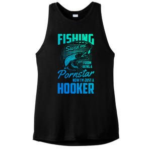 Fishing Saved Me From Becoming A Pornstar Now Hooker Gift Ladies PosiCharge Tri-Blend Wicking Tank