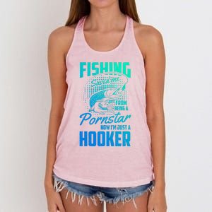 Fishing Saved Me From Becoming A Pornstar Now Hooker Gift Women's Knotted Racerback Tank