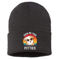 Funny Show Me Your Pitties Shirt Pitbull Owner Sustainable Knit Beanie