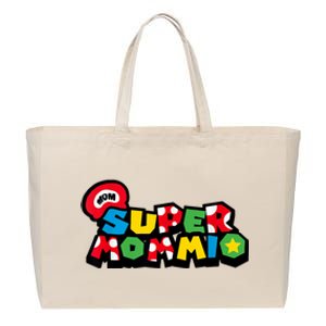 Funny Super Mommio Mother's Day Gamer Cotton Canvas Jumbo Tote