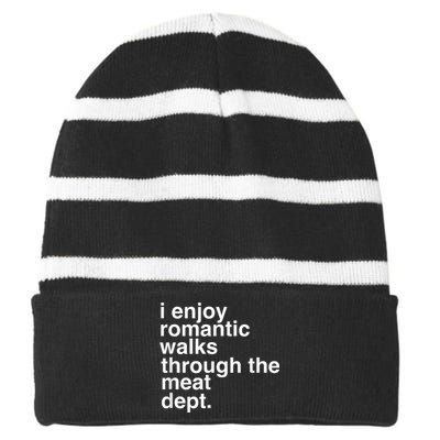 Funny Saying Meat Bacon Beef Grilling BBQ Lover Striped Beanie with Solid Band