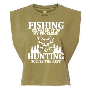 Fishing Solves Most Of My Problems Hunting The Rest Fishing Garment-Dyed Women's Muscle Tee