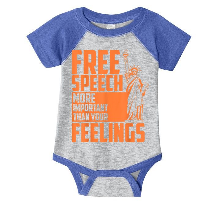 Free Speech More Important Than Your Feelings Meaningful Gift Infant Baby Jersey Bodysuit