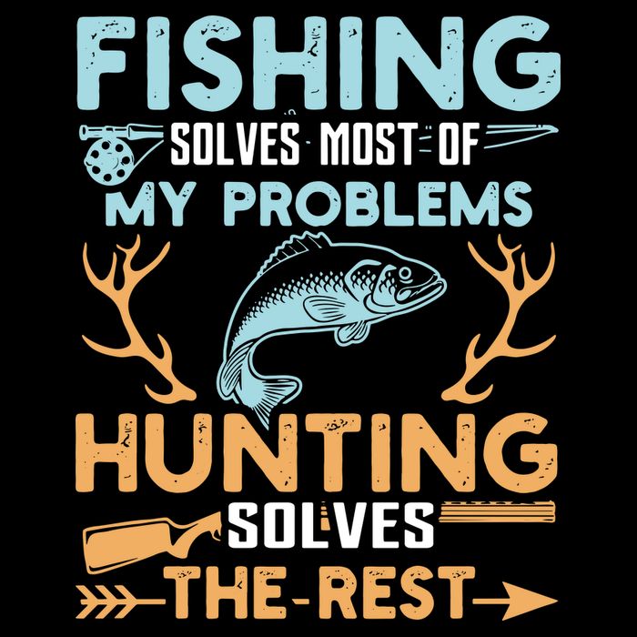 Fishing Solves Most Of My Problems Hunting Solves The Rest Pullo Full-Length Apron With Pockets