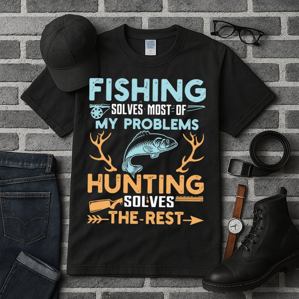 Fishing Solves Most Of My Problems Hunting Solves The Rest Pullo Tall T-Shirt
