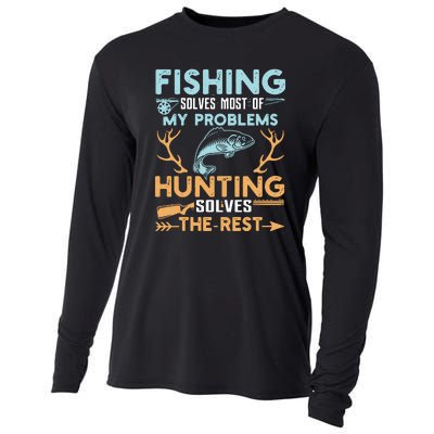 Fishing Solves Most Of My Problems Hunting Solves The Rest Pullo Cooling Performance Long Sleeve Crew