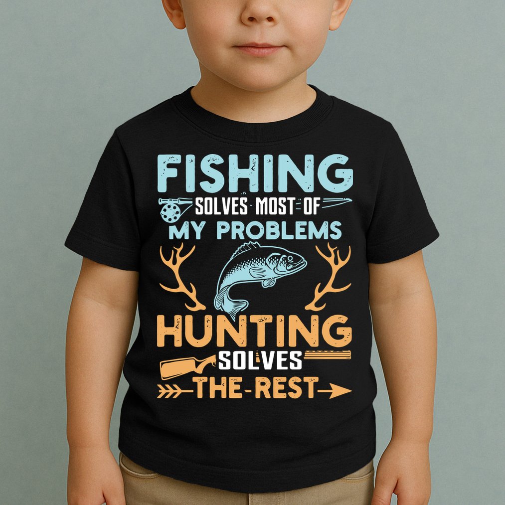 Fishing Solves Most Of My Problems Hunting Solves The Rest Pullo Toddler T-Shirt