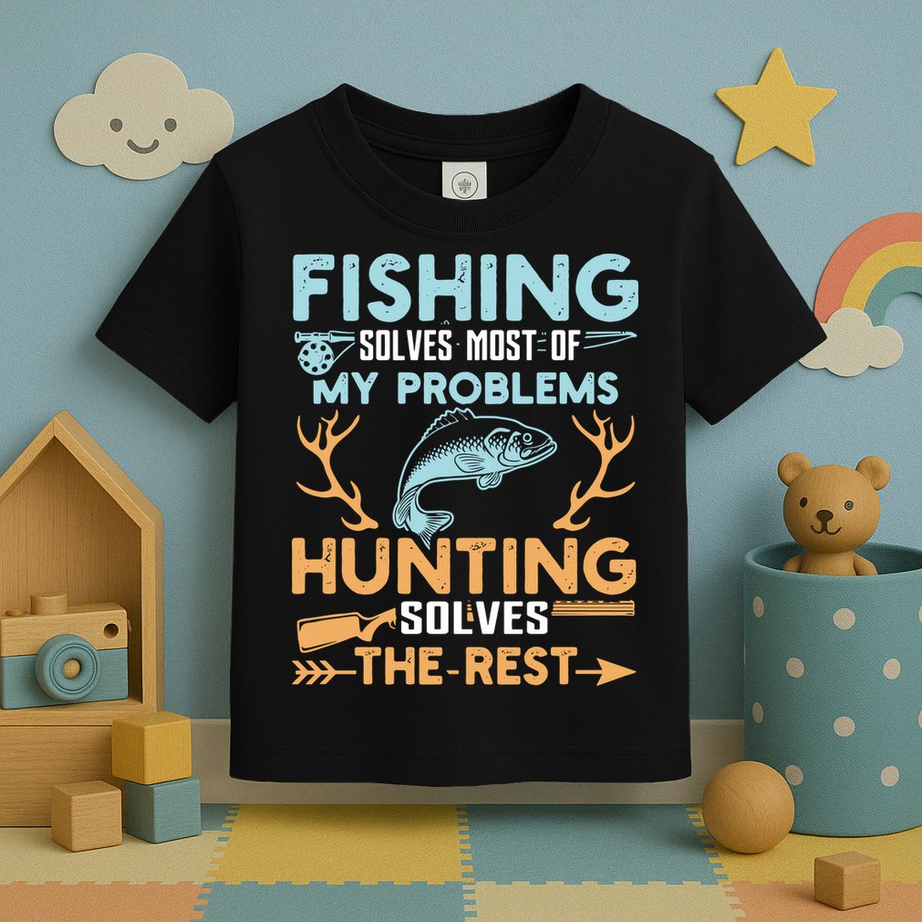 Fishing Solves Most Of My Problems Hunting Solves The Rest Pullo Toddler T-Shirt