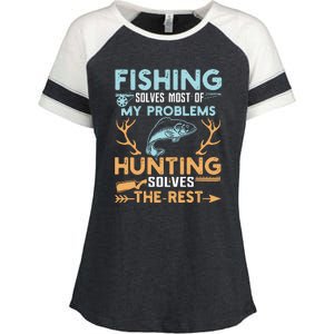 Fishing Solves Most Of My Problems Hunting Solves The Rest Pullo Enza Ladies Jersey Colorblock Tee