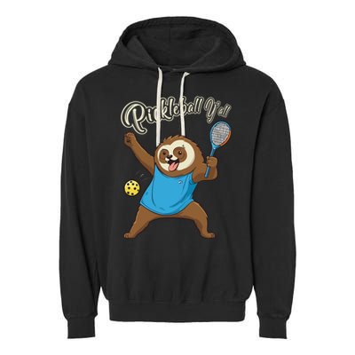 Funny Sloth Mode Pickleball Player Gift Garment-Dyed Fleece Hoodie