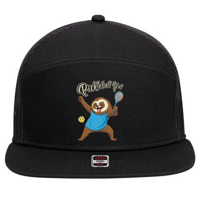 Funny Sloth Mode Pickleball Player Gift 7 Panel Mesh Trucker Snapback Hat