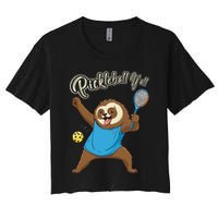 Funny Sloth Mode Pickleball Player Gift Women's Crop Top Tee