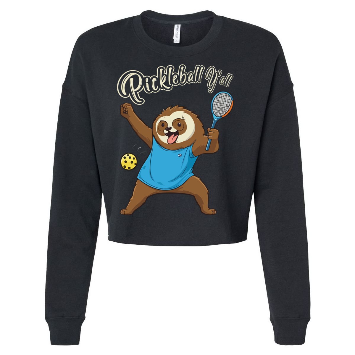 Funny Sloth Mode Pickleball Player Gift Cropped Pullover Crew