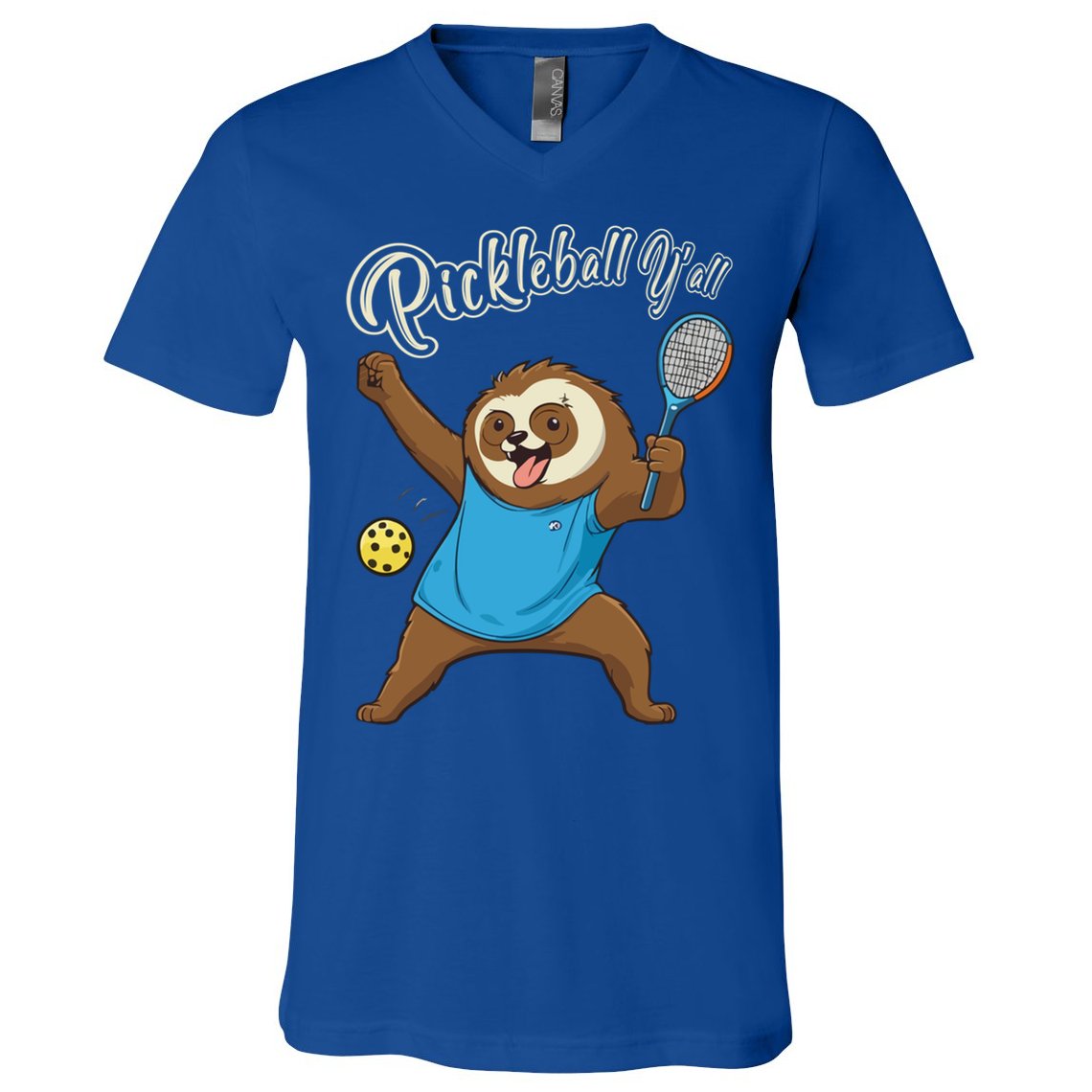 Funny Sloth Mode Pickleball Player Gift V-Neck T-Shirt