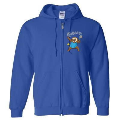 Funny Sloth Mode Pickleball Player Gift Full Zip Hoodie