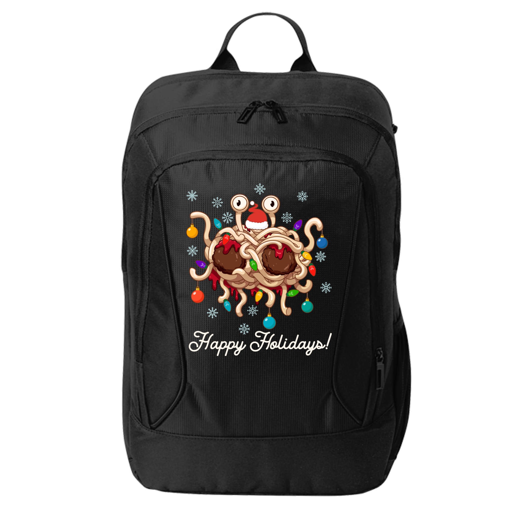Flying Spaghetti Monster Fsm Christmas Happy Holidays City Backpack