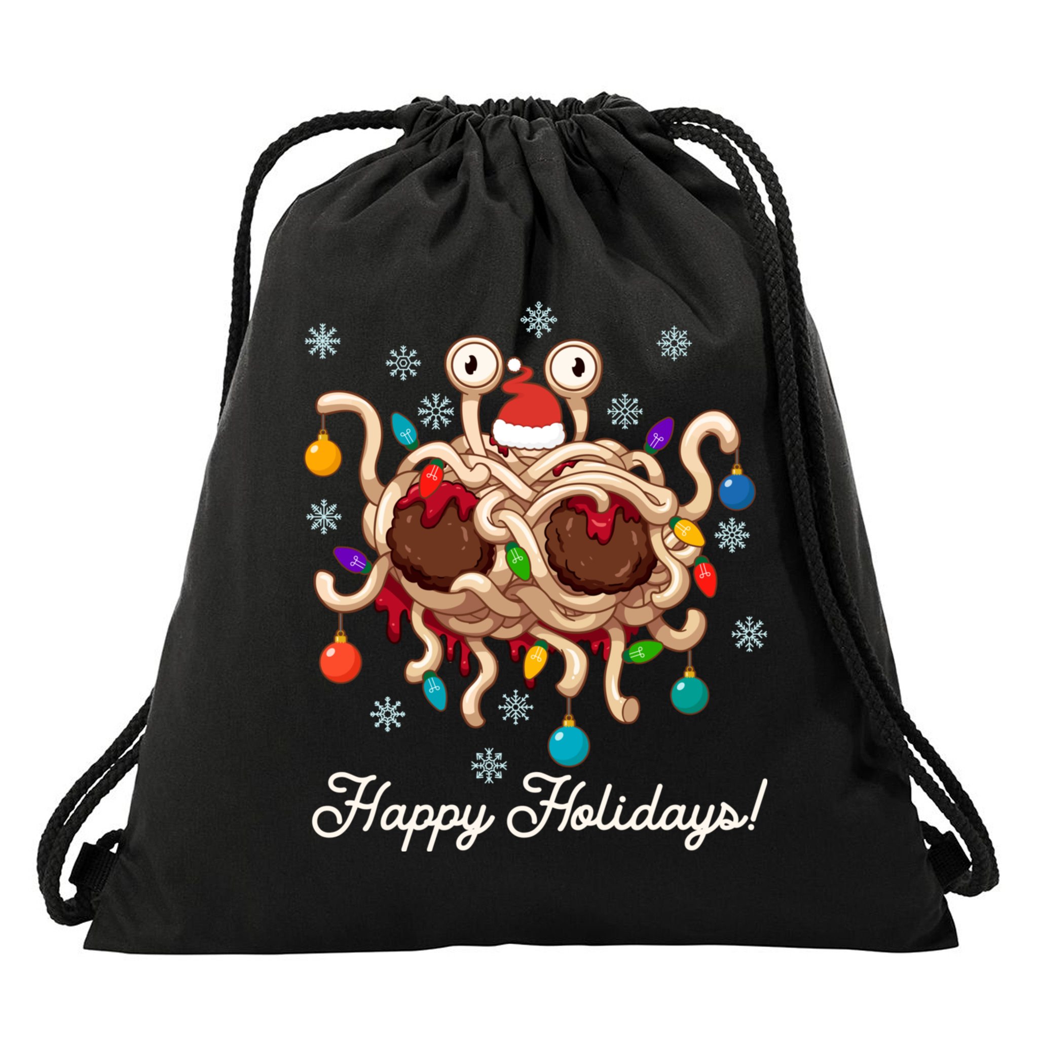 Flying Spaghetti Monster Fsm Christmas Happy Holidays Drawstring Bag