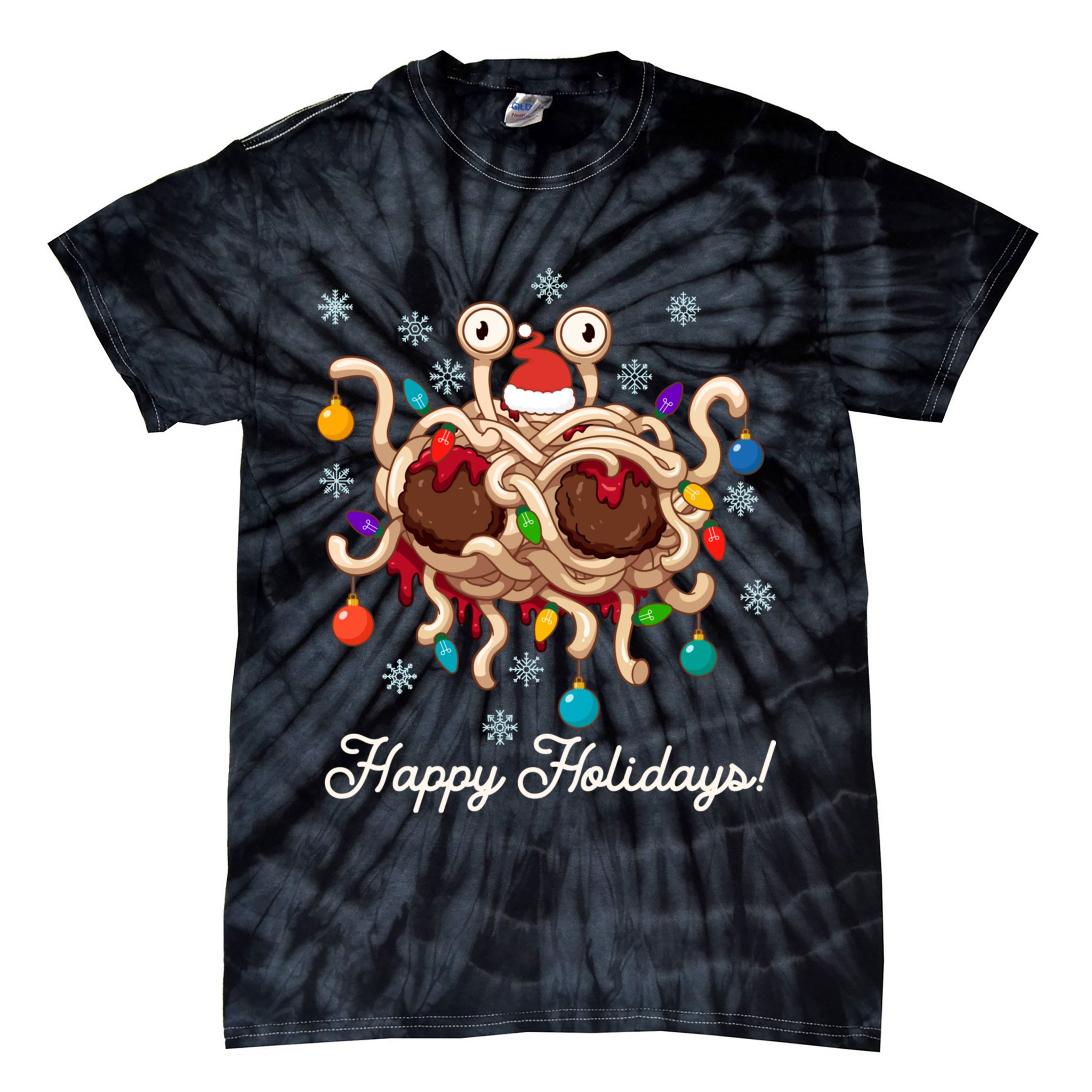 Flying Spaghetti Monster Fsm Christmas Happy Holidays Tie-Dye T-Shirt