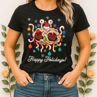 Flying Spaghetti Monster Fsm Christmas Happy Holidays Womens T-Shirt