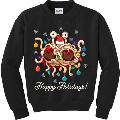 Flying Spaghetti Monster Fsm Christmas Happy Holidays Kids Sweatshirt